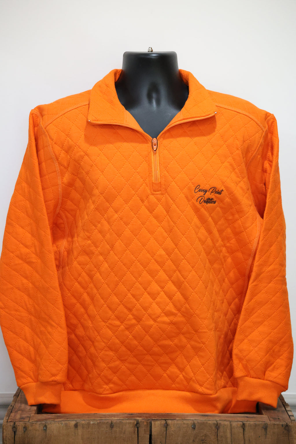 Orange Quilted Quarter Zip Pullover