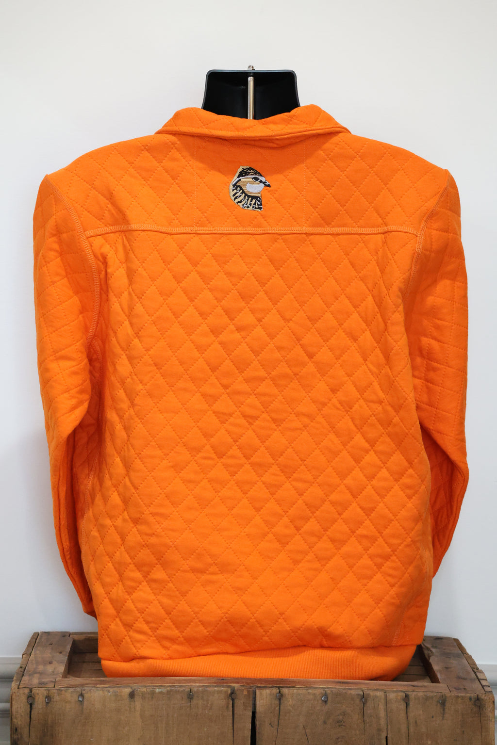 Orange Quilted Quarter Zip Pullover