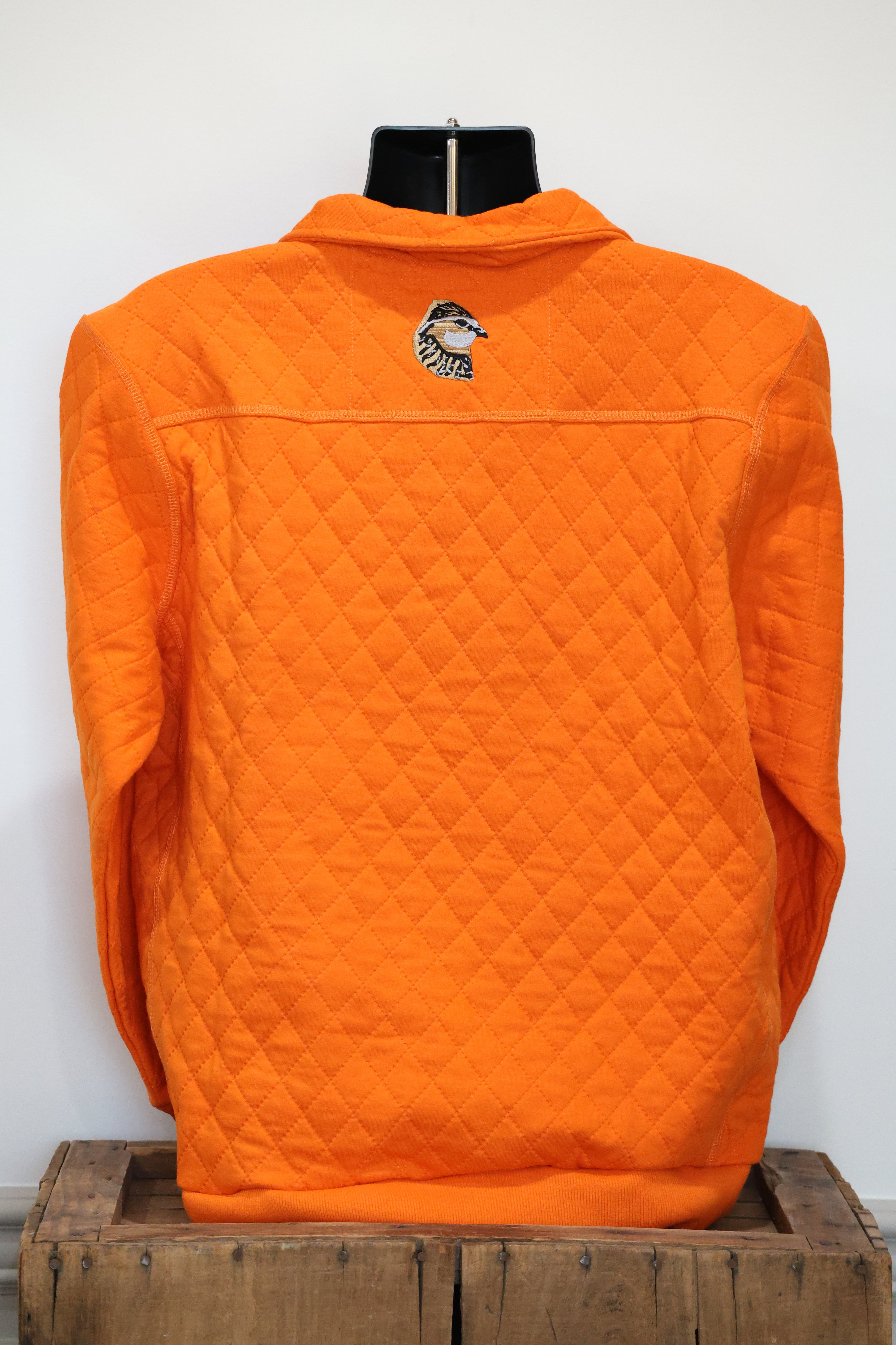 Orange Quilted Quarter Zip Pullover