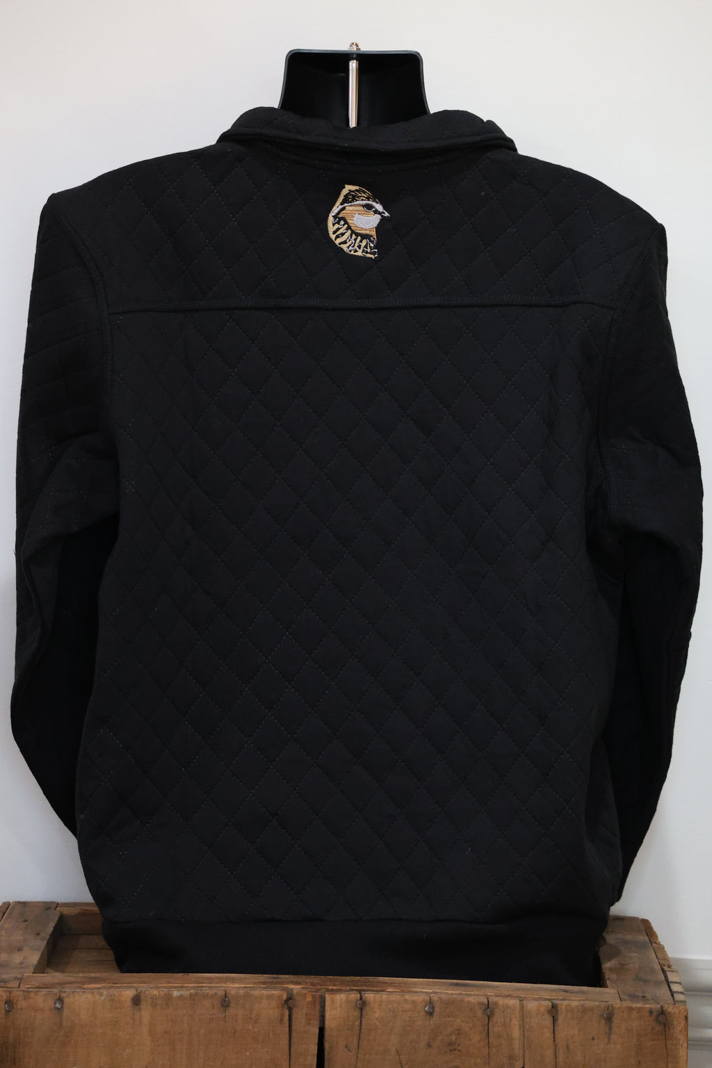 Black Quilted Quarter Zip Pullover