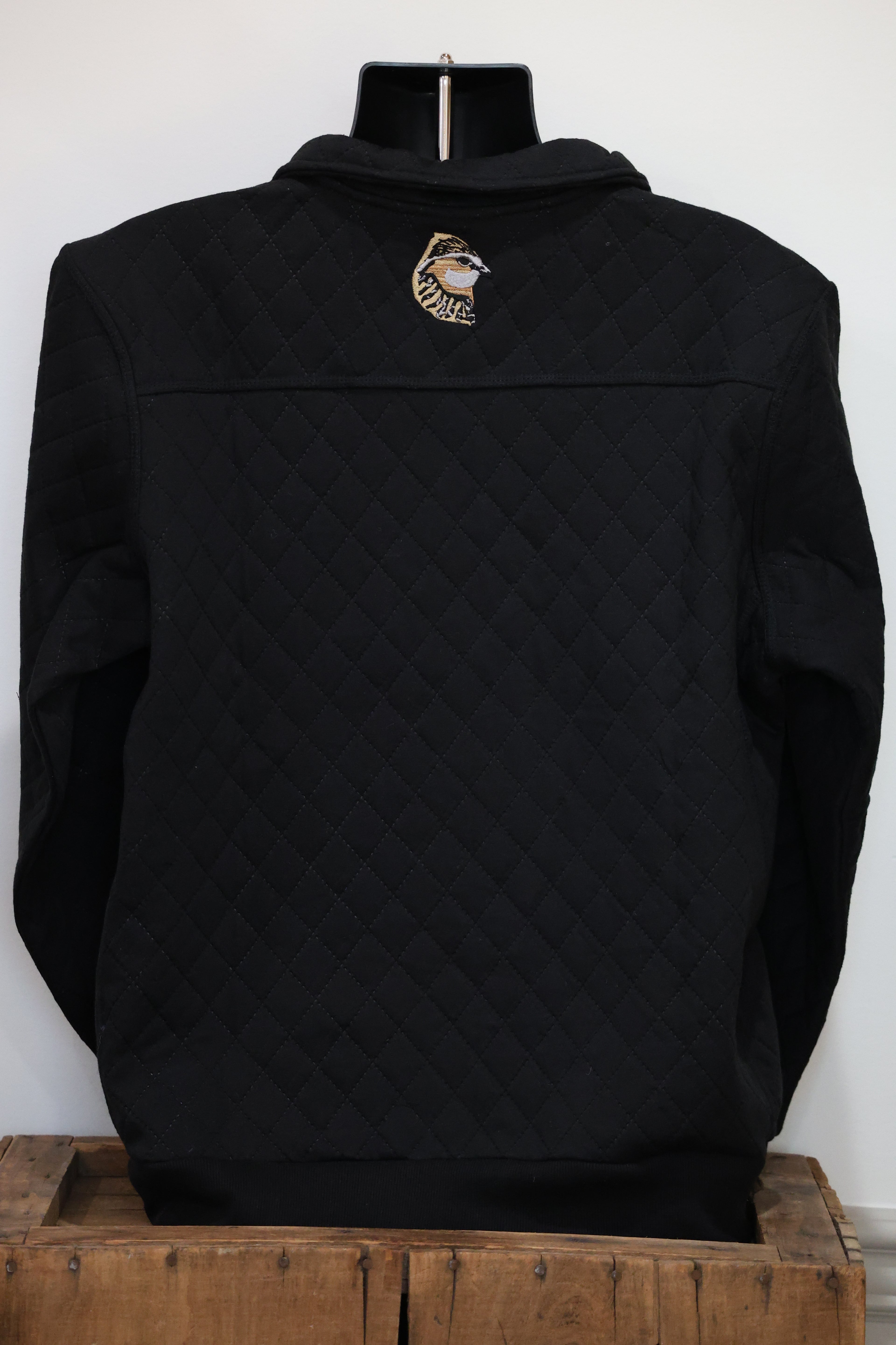 Black Quilted Quarter Zip Pullover