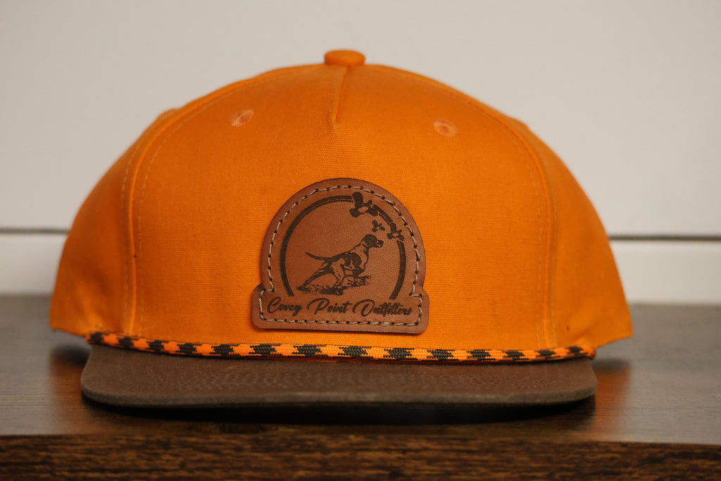 Waxed Orange Circle Patch Rope Hat