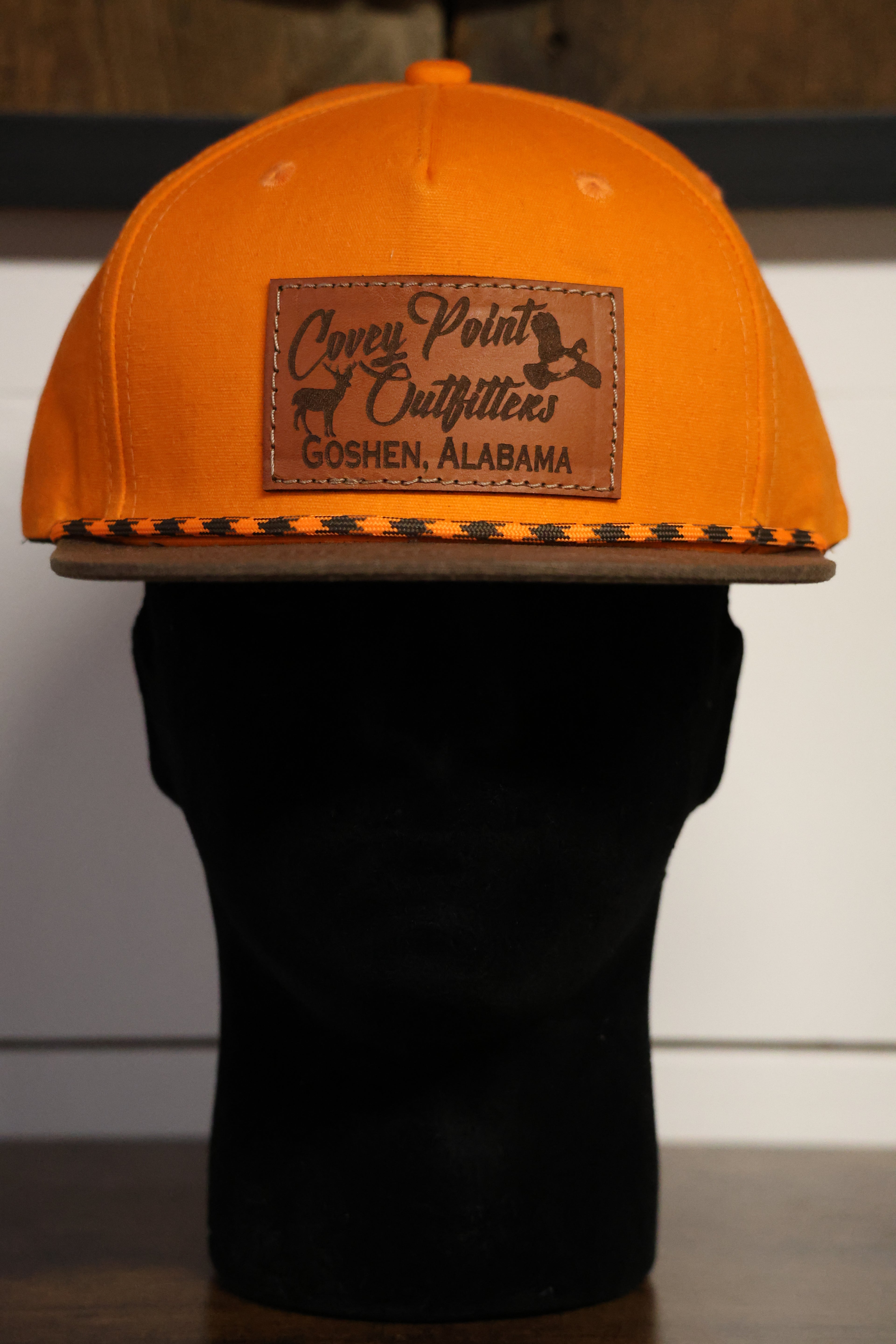 Waxed Orange Square Patch Rope Hat