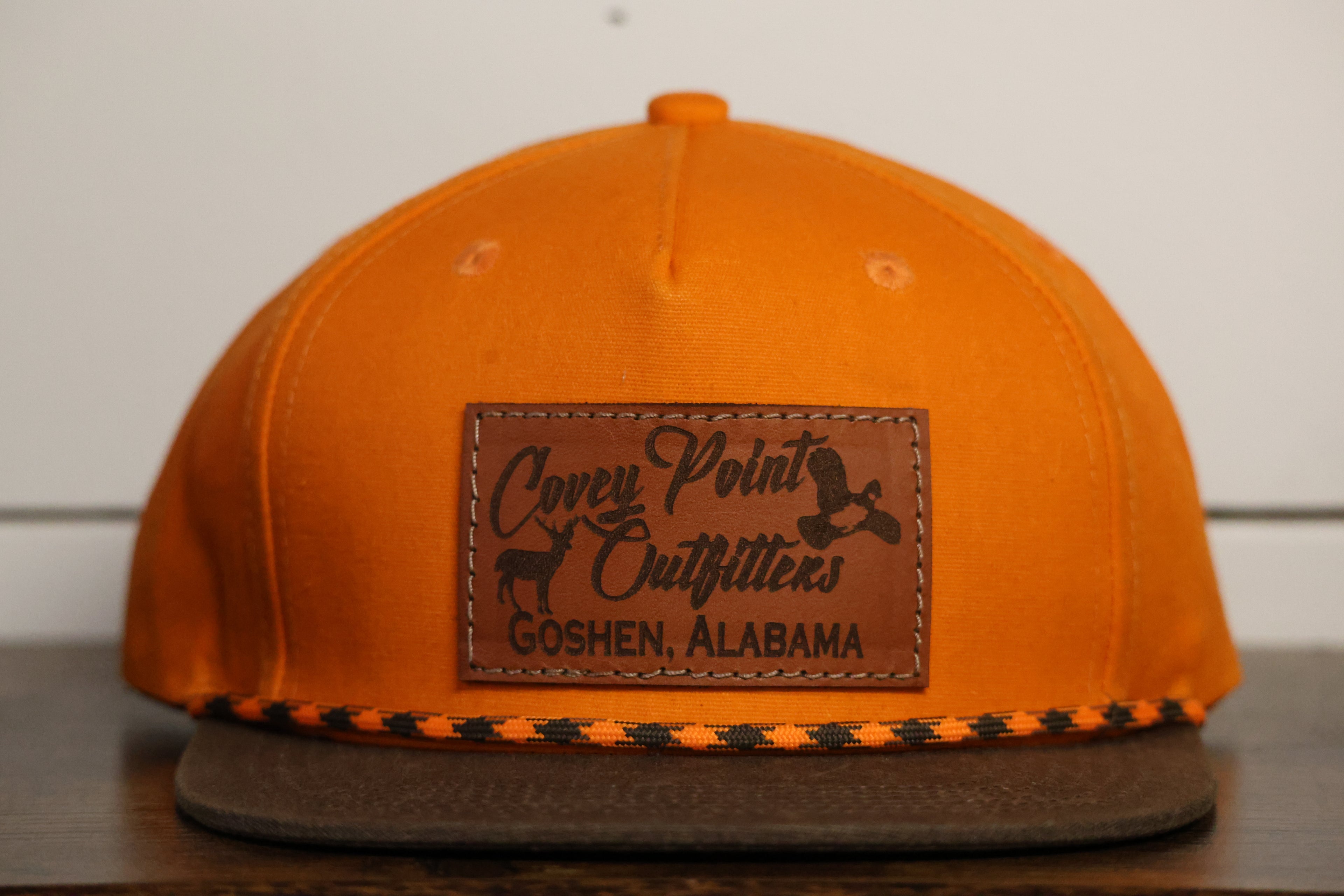 Waxed Orange Square Patch Rope Hat