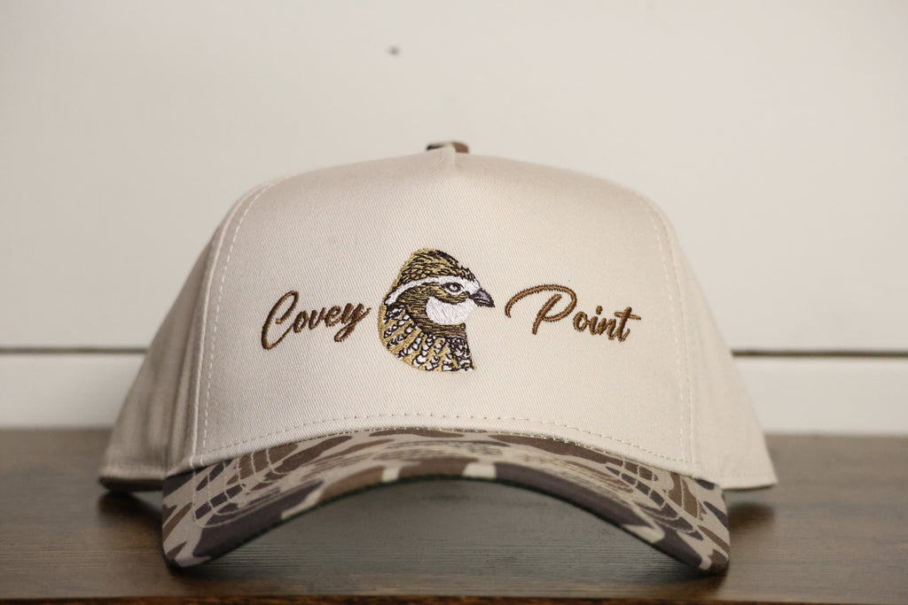 Khaki w/ Camo Bill Quail Logo Hat